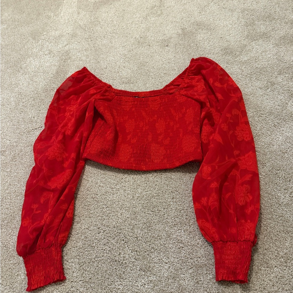 Versona Red Floral Crop Top